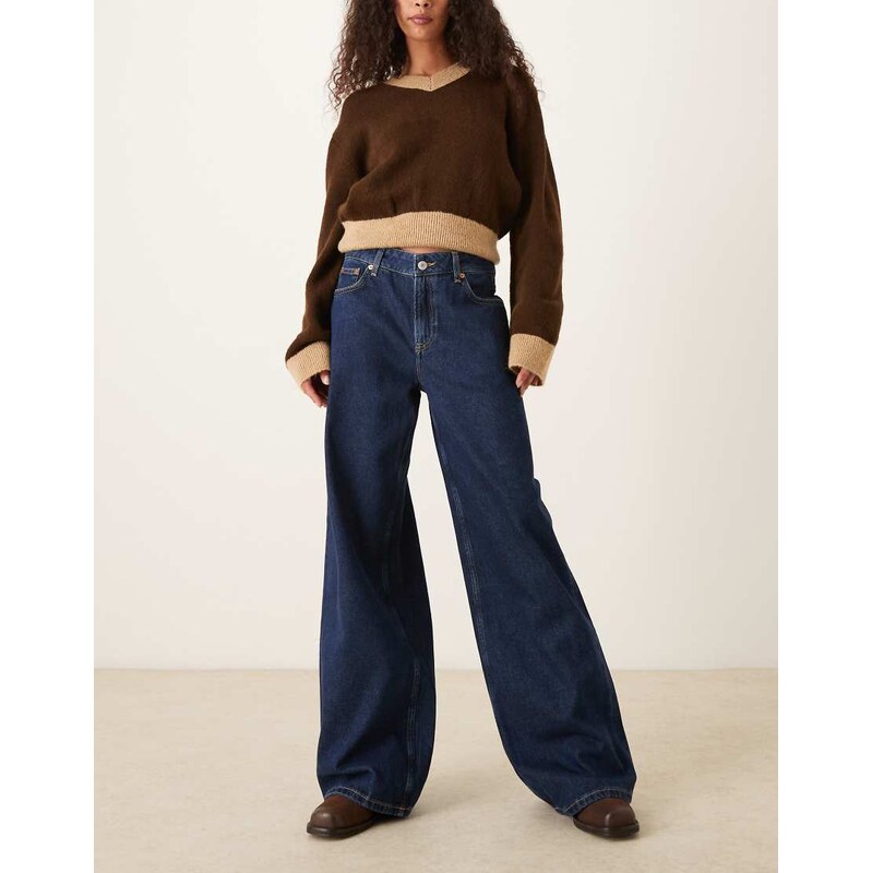 GANT loose fit wide leg low rise jeans in dark blue
