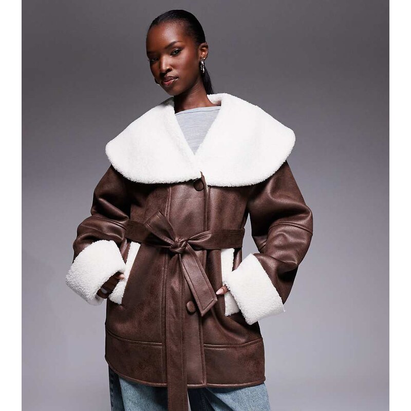 The Frolic exclusive faux shearling and cream borg contrast