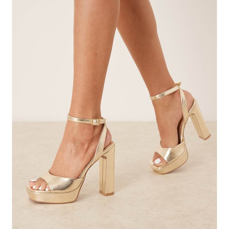 ASOS DESIGN Wide Fit Naples platform barely there block heeled