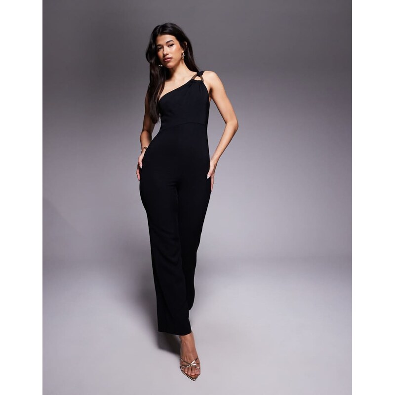 Forever New one shoulder hardware detail jumpsuit in black