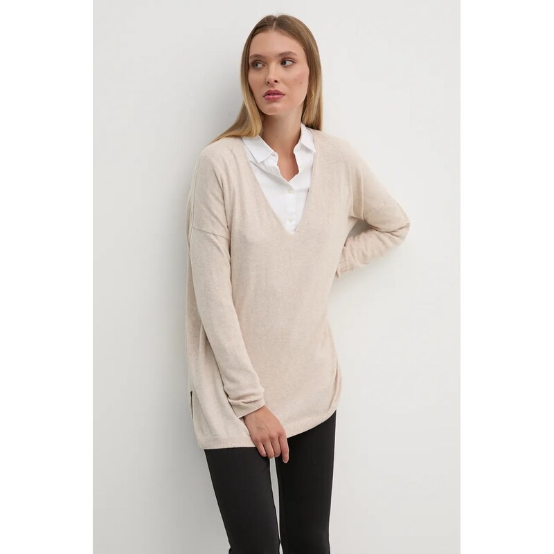 Pepe Jeans Svetr z vlněné směsi Pepe Jeans ISELA V-NECK