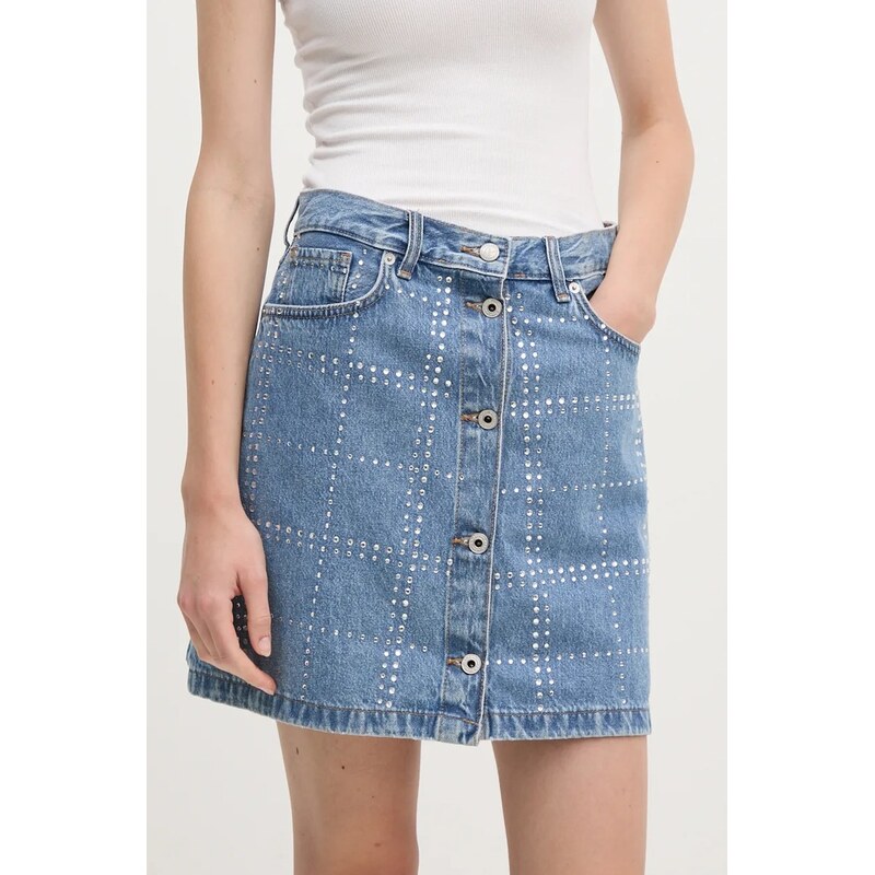 Džínová sukně Pepe Jeans MINI SKIRT HW GLITTER