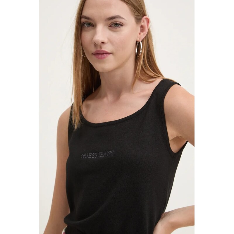 Top s příměsí hedvábí Guess Jeans 110536392