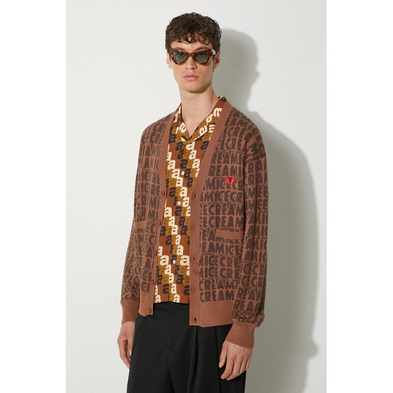 Icecream Svetr s příměsí vlny ICECREAM Text Print Cardigan