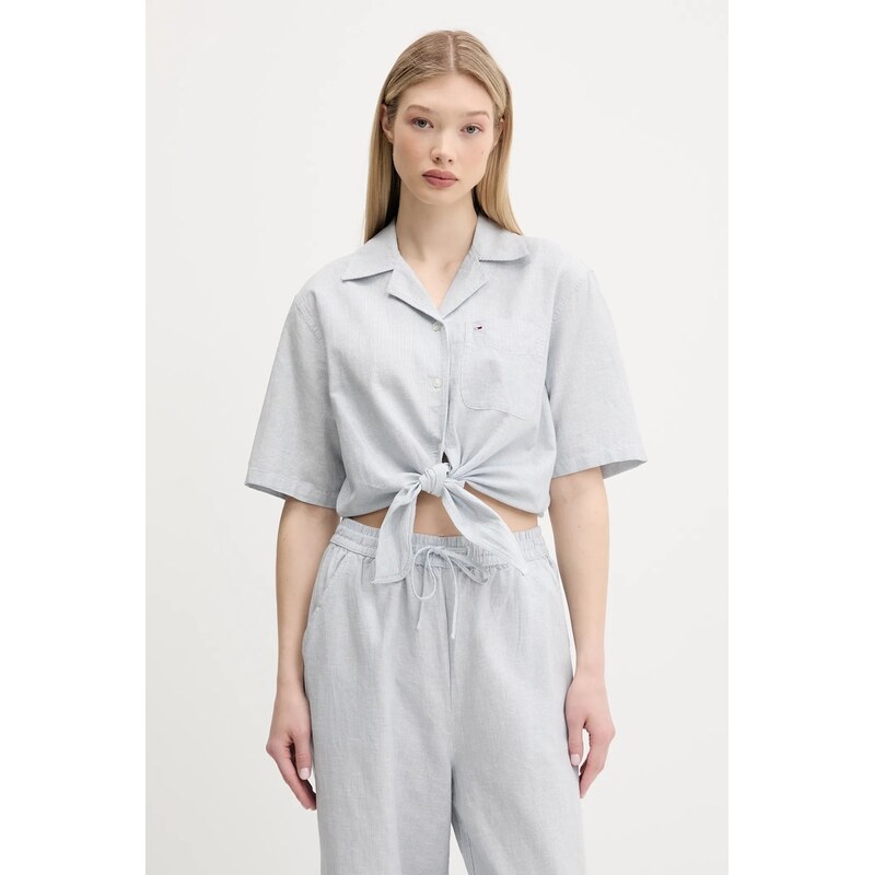 Košile s příměsí lnu Tommy Jeans 105671412