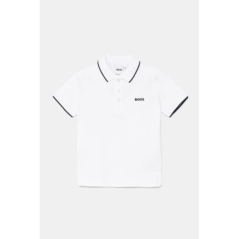 BOSS Dětská bavlněná polokošile BOSS