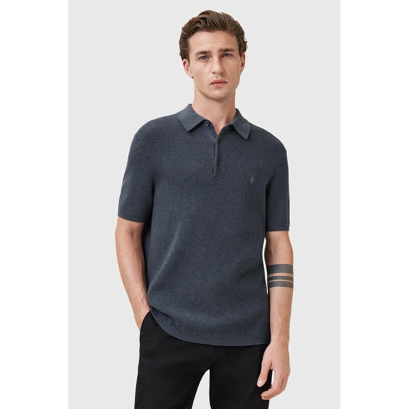 AllSaints polo pánské s příměsí vlny ASPEN