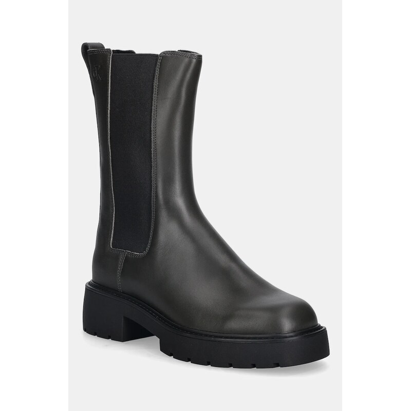 Calvin Klein Kožené kotníkové boty Calvin Klein CHUNKY HIGH