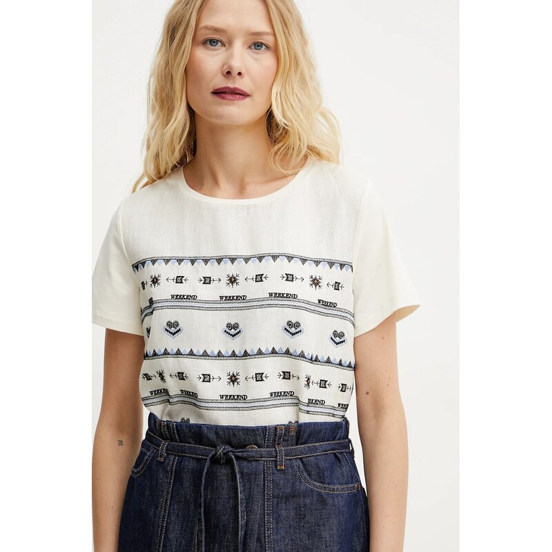 Tričko s příměsí lnu Weekend Max Mara 114213356