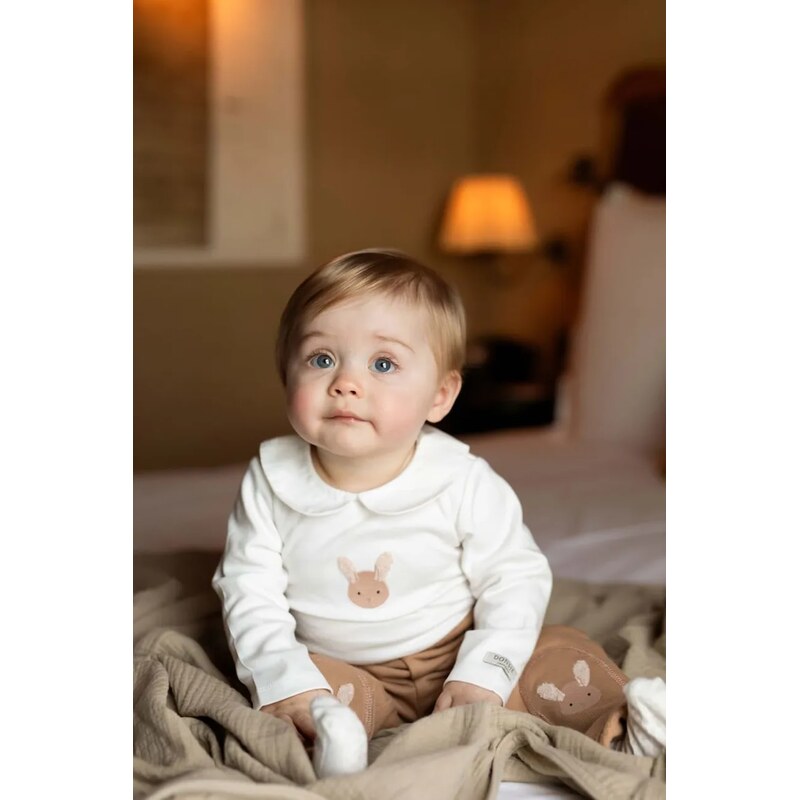 Donsje Bavlněné kojenecké body Donsje Davo Bodysuit Fluffy Bunny