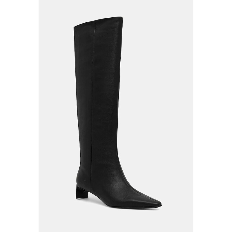 Calvin Klein Kožené kozačky Calvin Klein SET BACK KITTEN HEEL