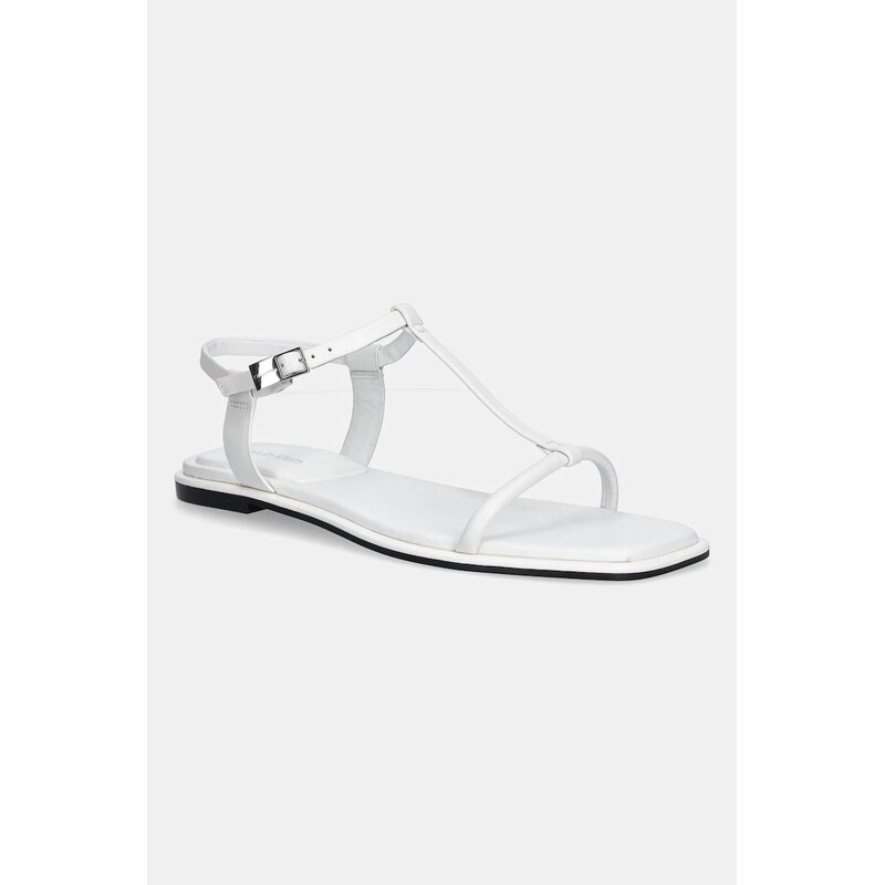 Kožené sandály Calvin Klein FLAT SANDAL SQUARED BUCKLE LTH 106022814