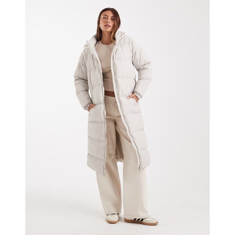 Brave Soul hooded maxi padded jacket with detachable sleeves in