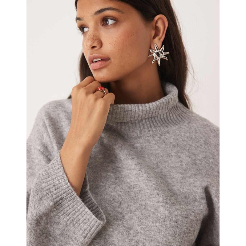 Glamorous wide sleeve oversized jumper in grey