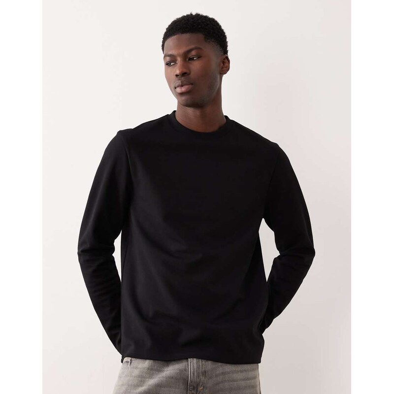 ASOS DESIGN heavyweight long sleeve t-shirt in black soft touch