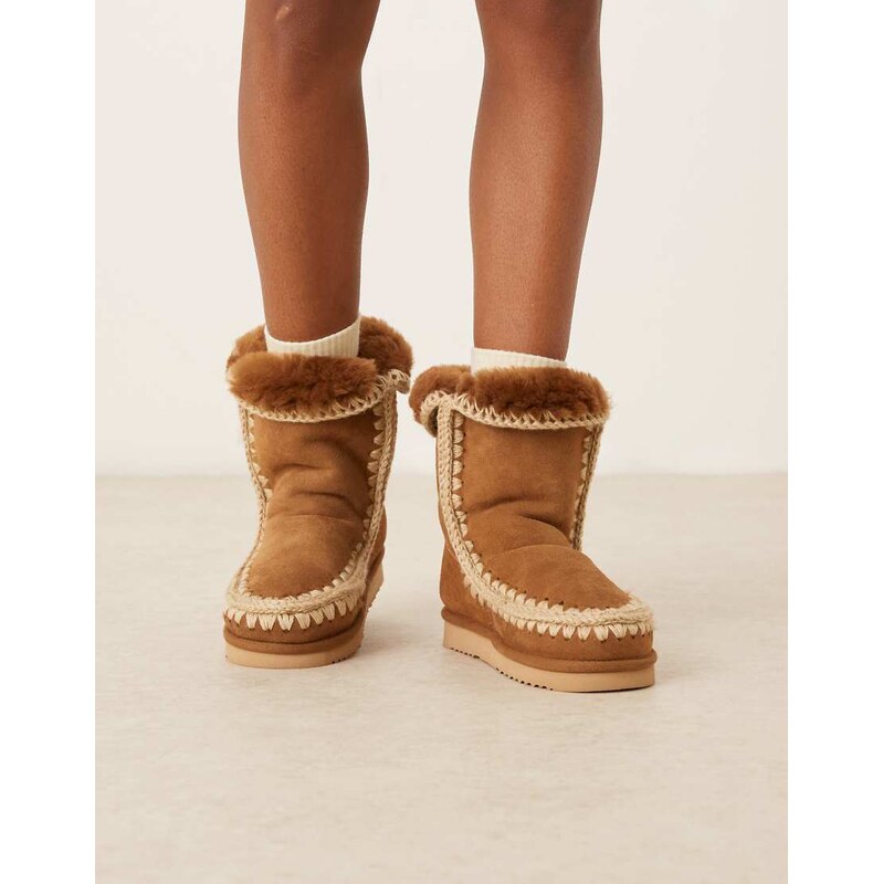 Mou 24 shearling suede boots in cognac-Neutral
