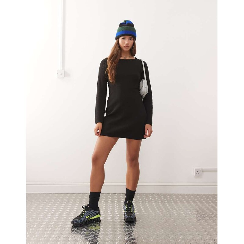 Noisy May flare sleeve knitted mini dress in black 109464671