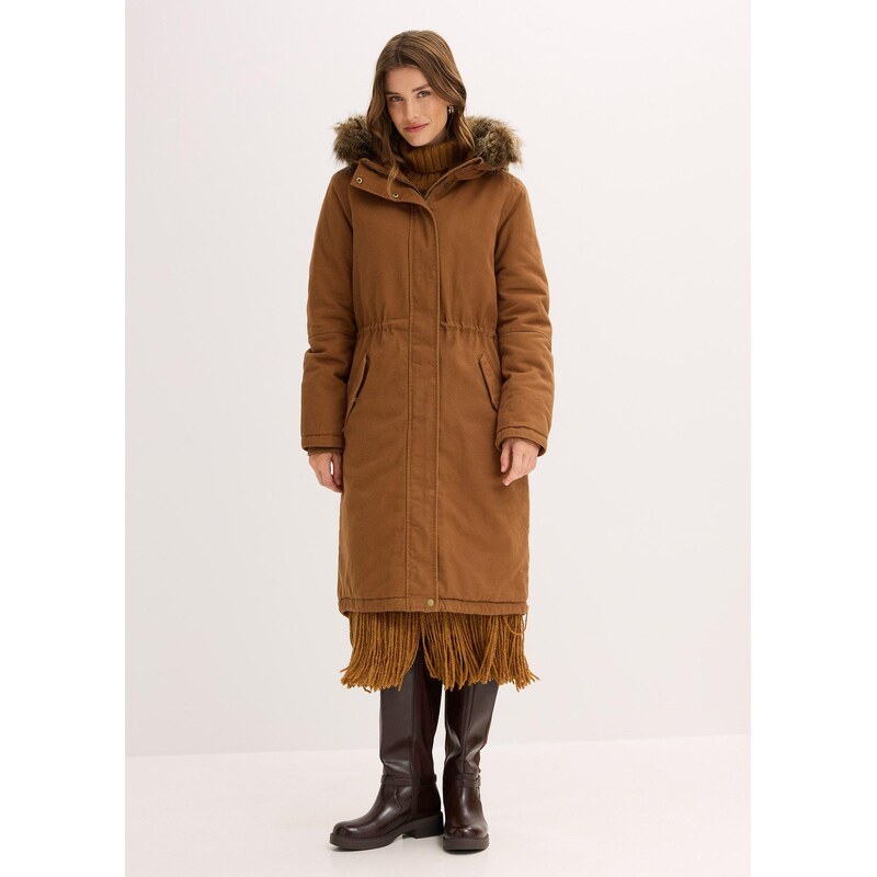 bonprix Vatovaná dlouhá parka hnědá Žena 109382035