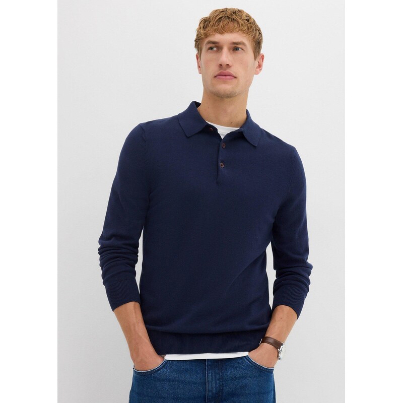 bonprix Pólo svetr z jemné pleteniny s luxusní merino vlnou,