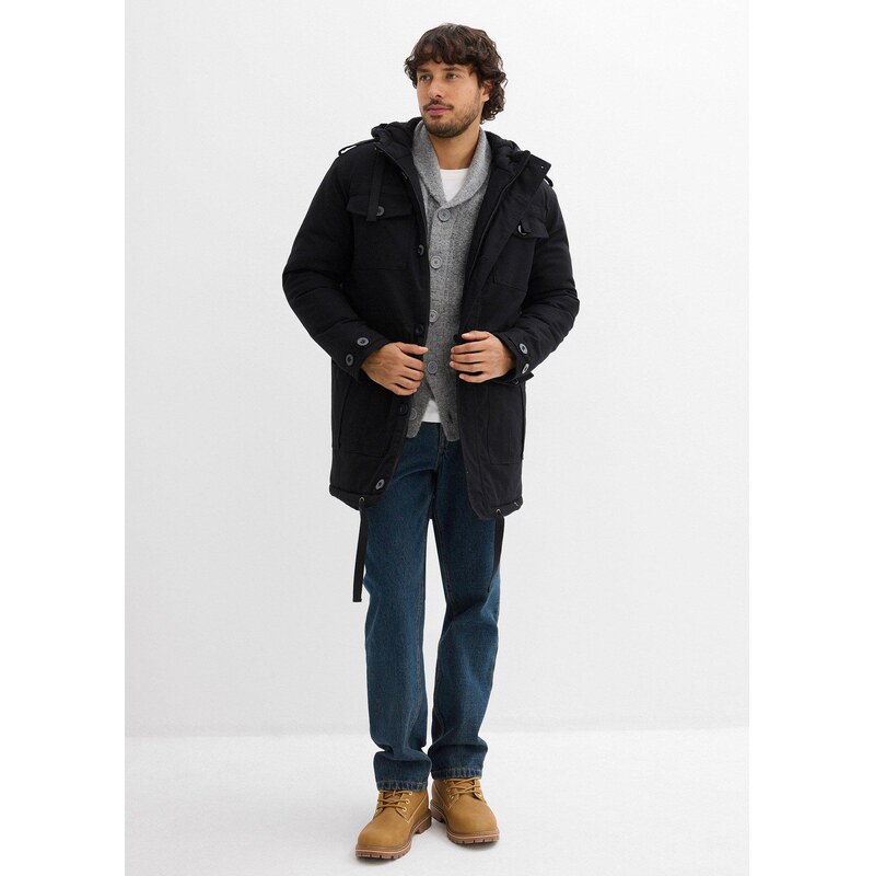 bonprix Zimní parka s hebkou flísovou podšívkou černá Muž 109382376