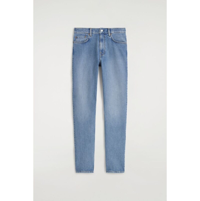 H&M - DŽÍNY SLIM S FLÉTNOVÝM LEMEM - modrá 109383803