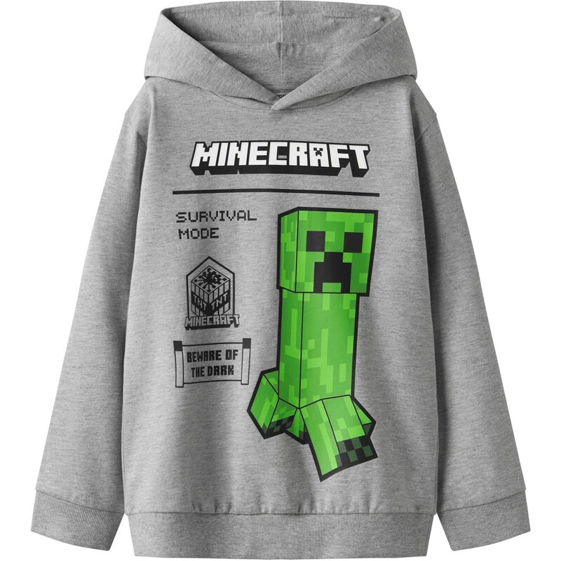 TWO SOON Mikina Minecraft šedá / zelená / černá / bílá