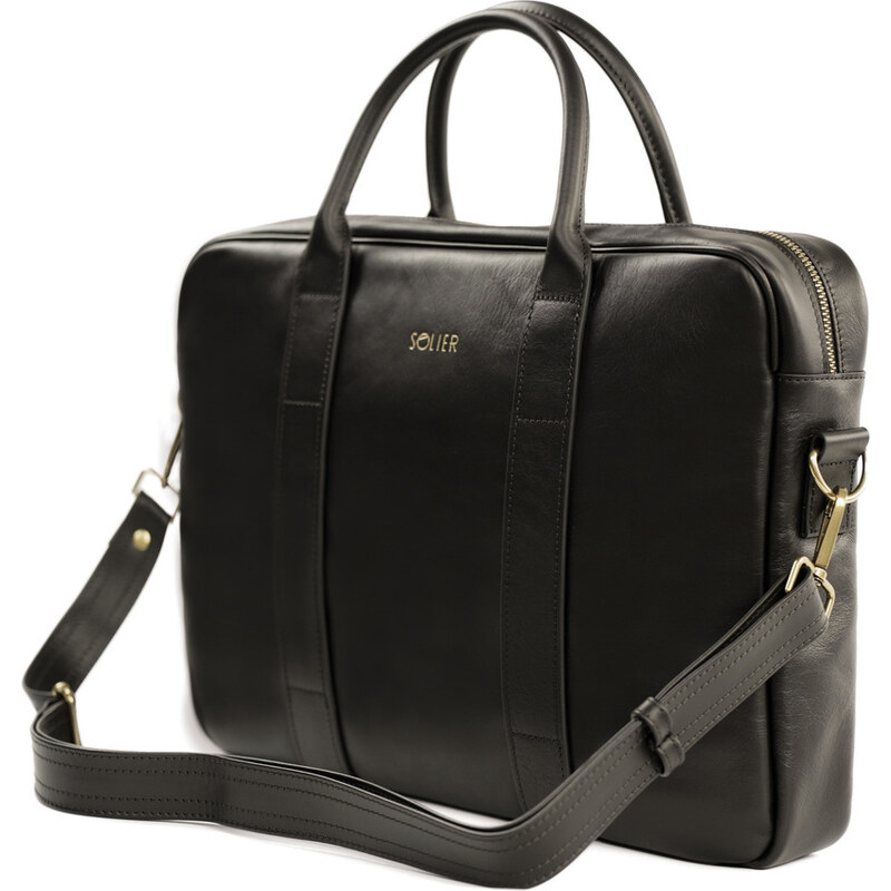 Pánská kožená hnědá taška SOLIER SL20 dark brown