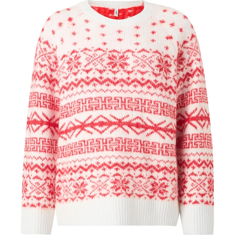 ONLY Svetr ONLXMAS NORDIC červená / bílá