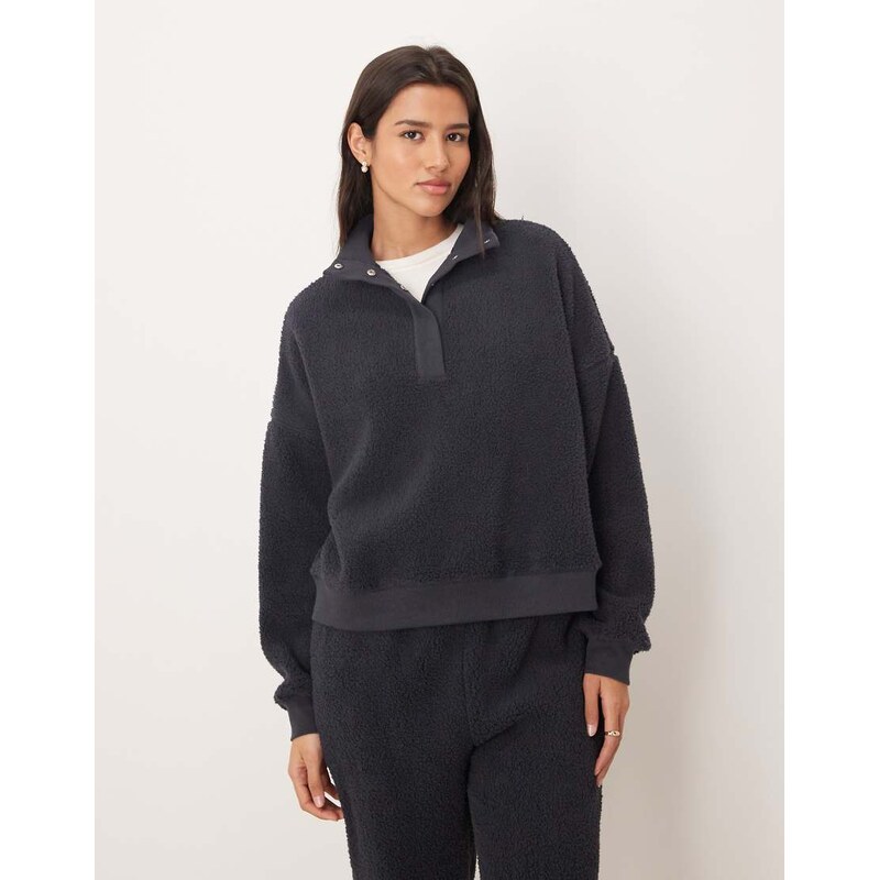 ASOS DESIGN lounge cuddle funnel neck jumper in inky blue-Red 109387530