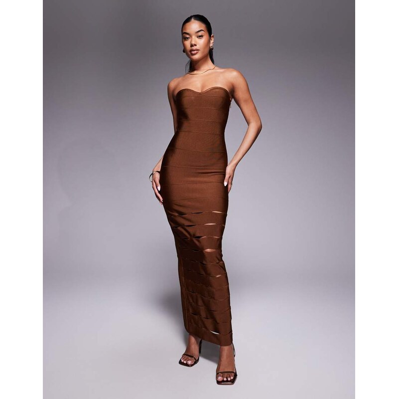 ASOS DESIGN bandage bandeau midi dress with cut outs in