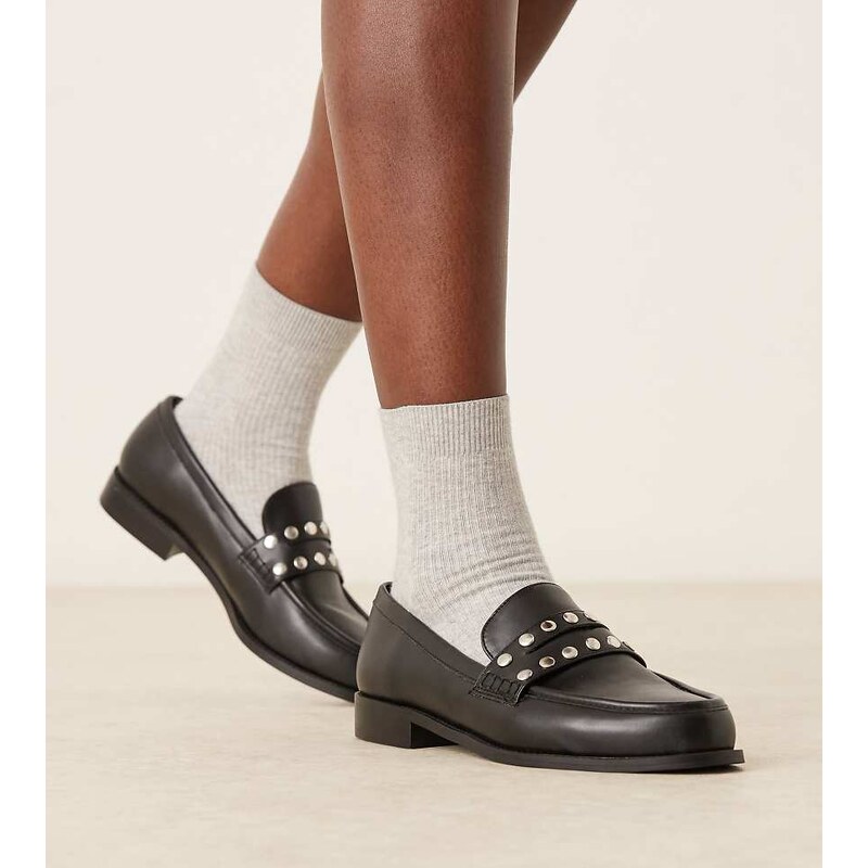 RAID Wide Fit Ferney studded loafers in black 113262792