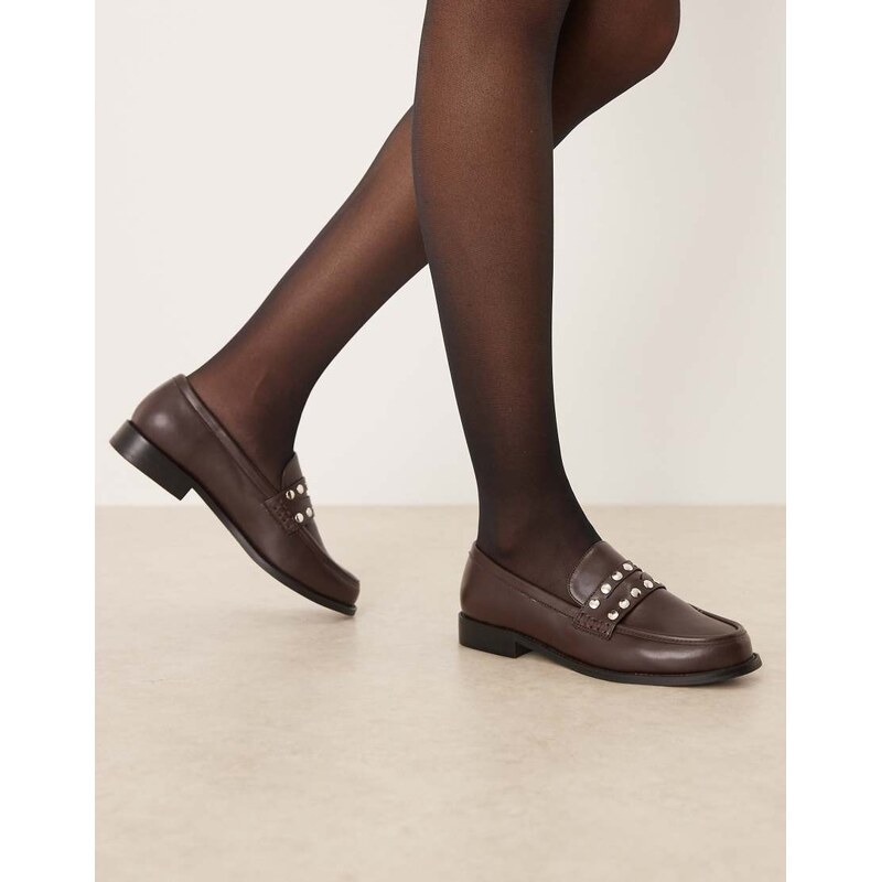 RAID Ferney studded loafers in brown 109387599