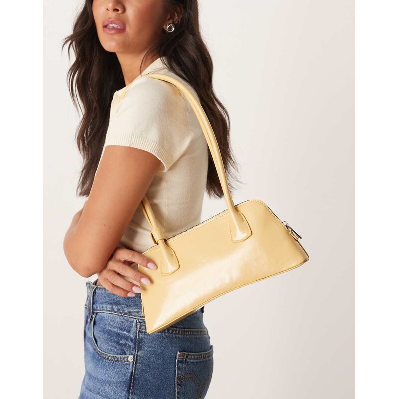 ASOS DESIGN curved base bowler bag in buttermilk-No colour