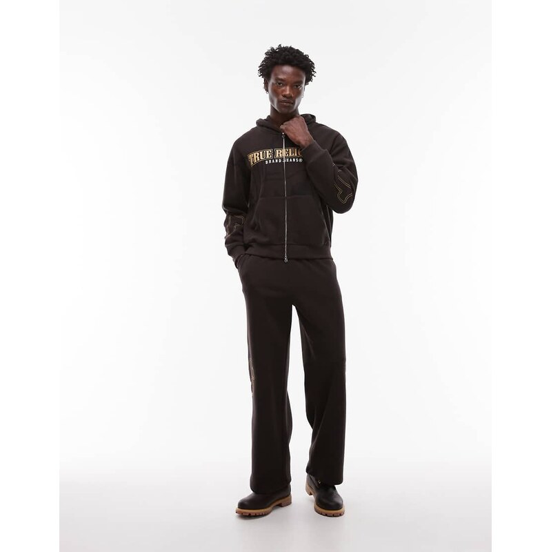 True Religion Big T logo baggy jogger co-ord in brown