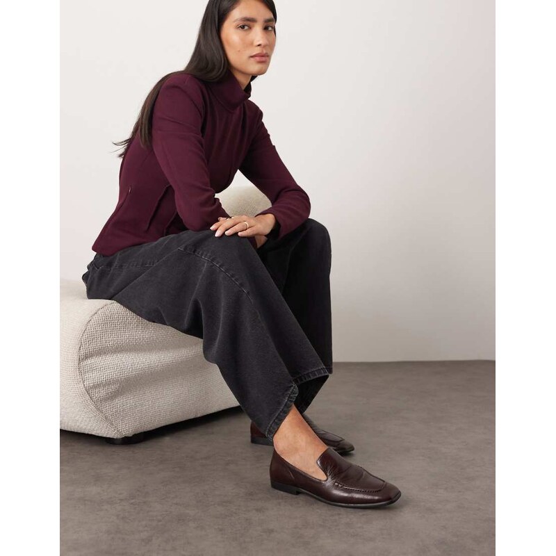 ARRANGE Alba premium leather minimal loafer in merlot-Brown 115746234