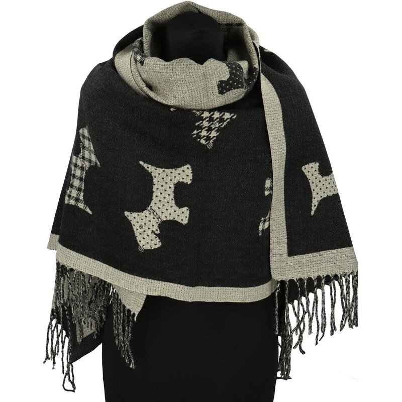 Firenze Trendy dámská šála Berit Dog, černá 109397022