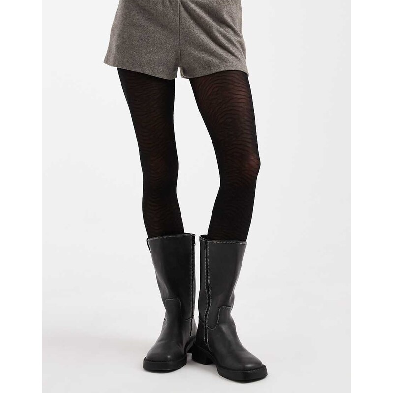 Pretty Polly zebra print tights in black 109412783