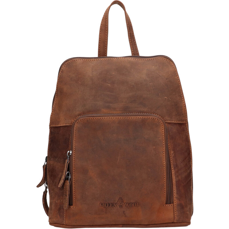 Vintage dámský kožený batoh Greenwood Anites - hnědá 109401777