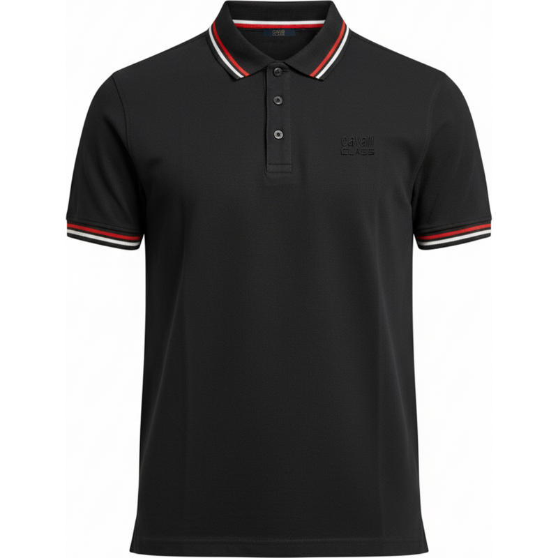 CAVALLI CLASS Louis Black polo tričko