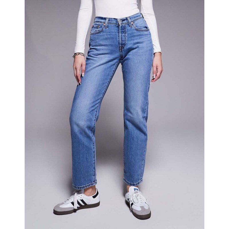 Levis 501 hourglass straight jeans in mid blue
