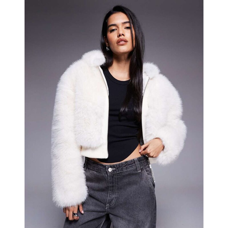 ASOS Weekend Collective Weekend Collective faux fur cropped coat in 115511423