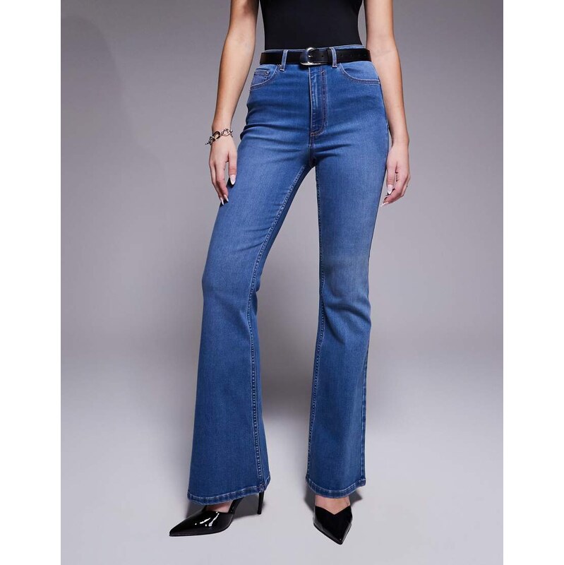 ASOS DESIGN Hourglass power stretch sculpt flare jeans in dark