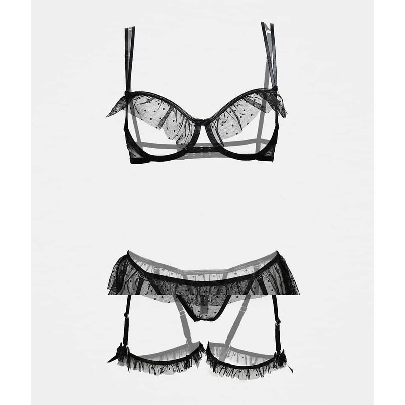 Ann Summers All Mine crotchless lingerie set in black 115667174