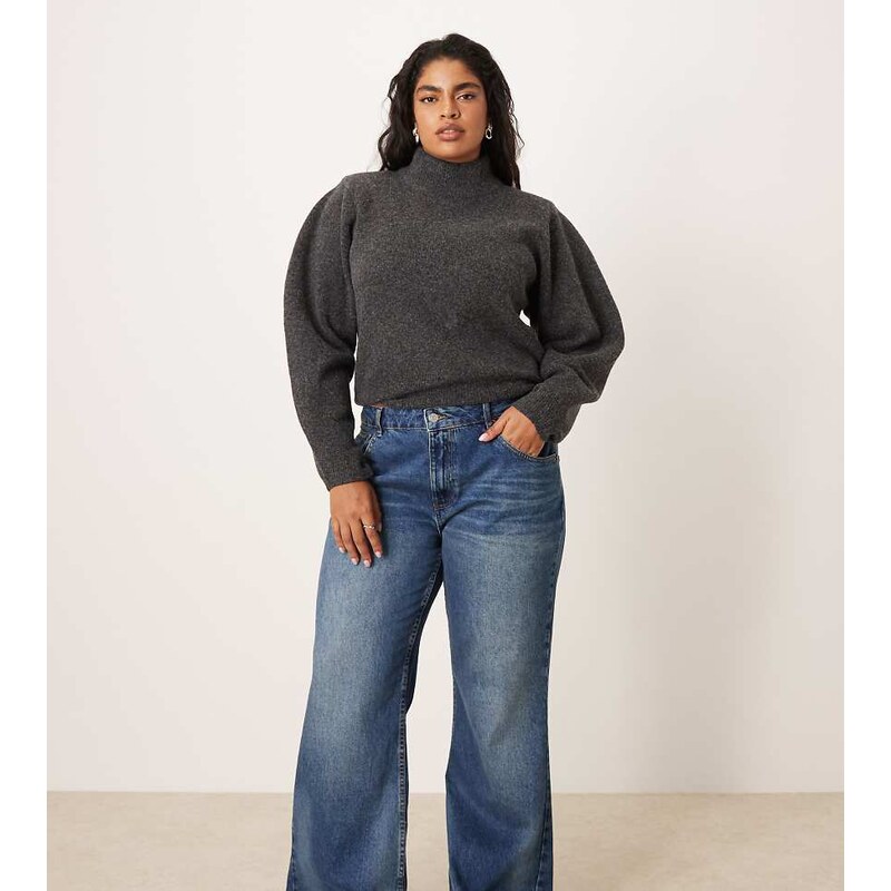 ASOS Curve ASOS DESIGN Curve relaxed flare jean in dark midwash
