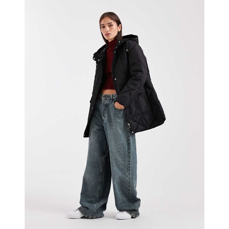 Vero Moda diamond quilted hooded jacket with large pocket detail