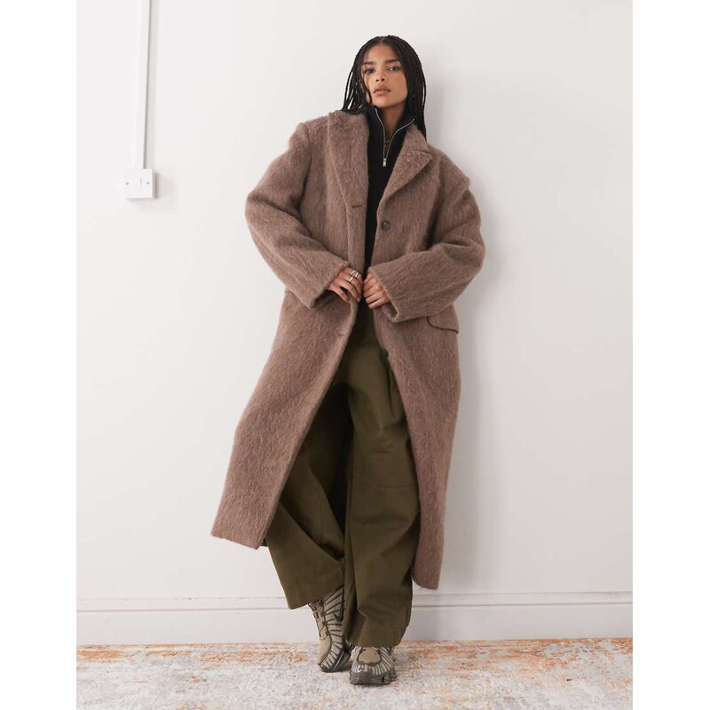 Weekday hairy alpaca & wool blend oversized coat with exaggerated 109523802