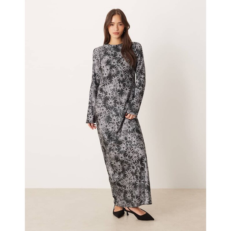 ASOS DESIGN seamed matt satin slip maxi dress in black white