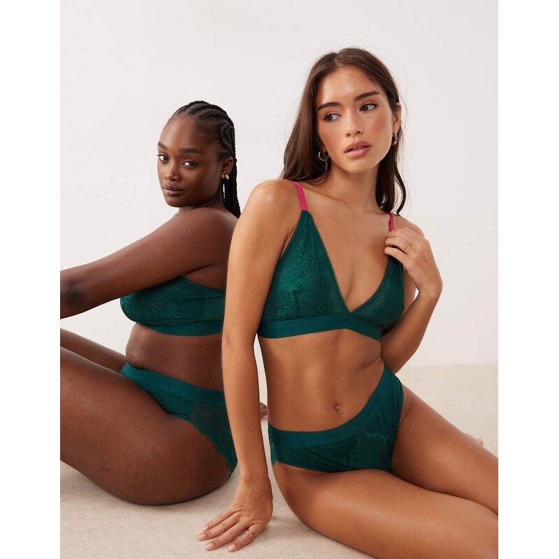 Lemonade Dolls Synergy lace and mesh bralette in forest green