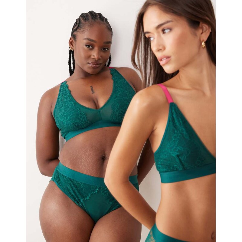 Lemonade Dolls Fuller Bust Synergy lace and mesh bralette in forest 111021901