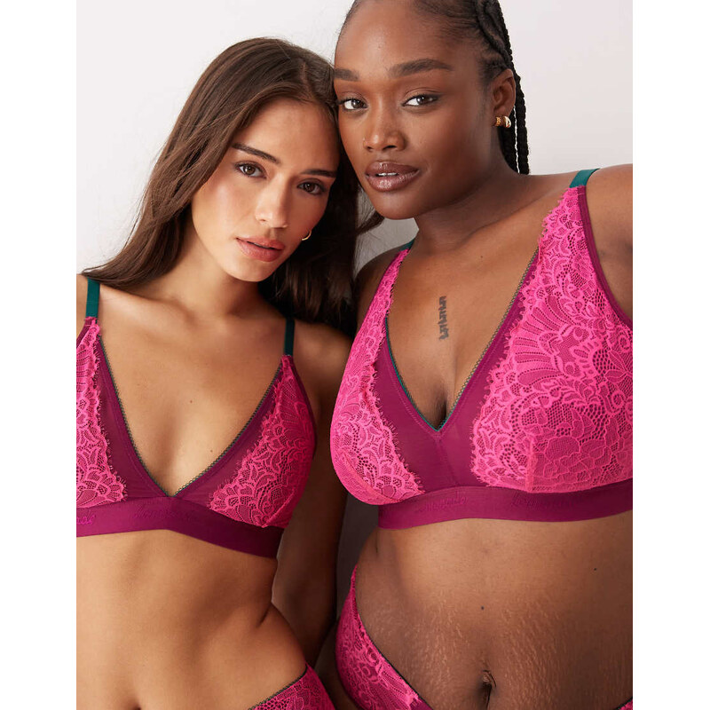 Lemonade Dolls Fuller Bust Synergy lace and mesh bralette in burgundy 109404991
